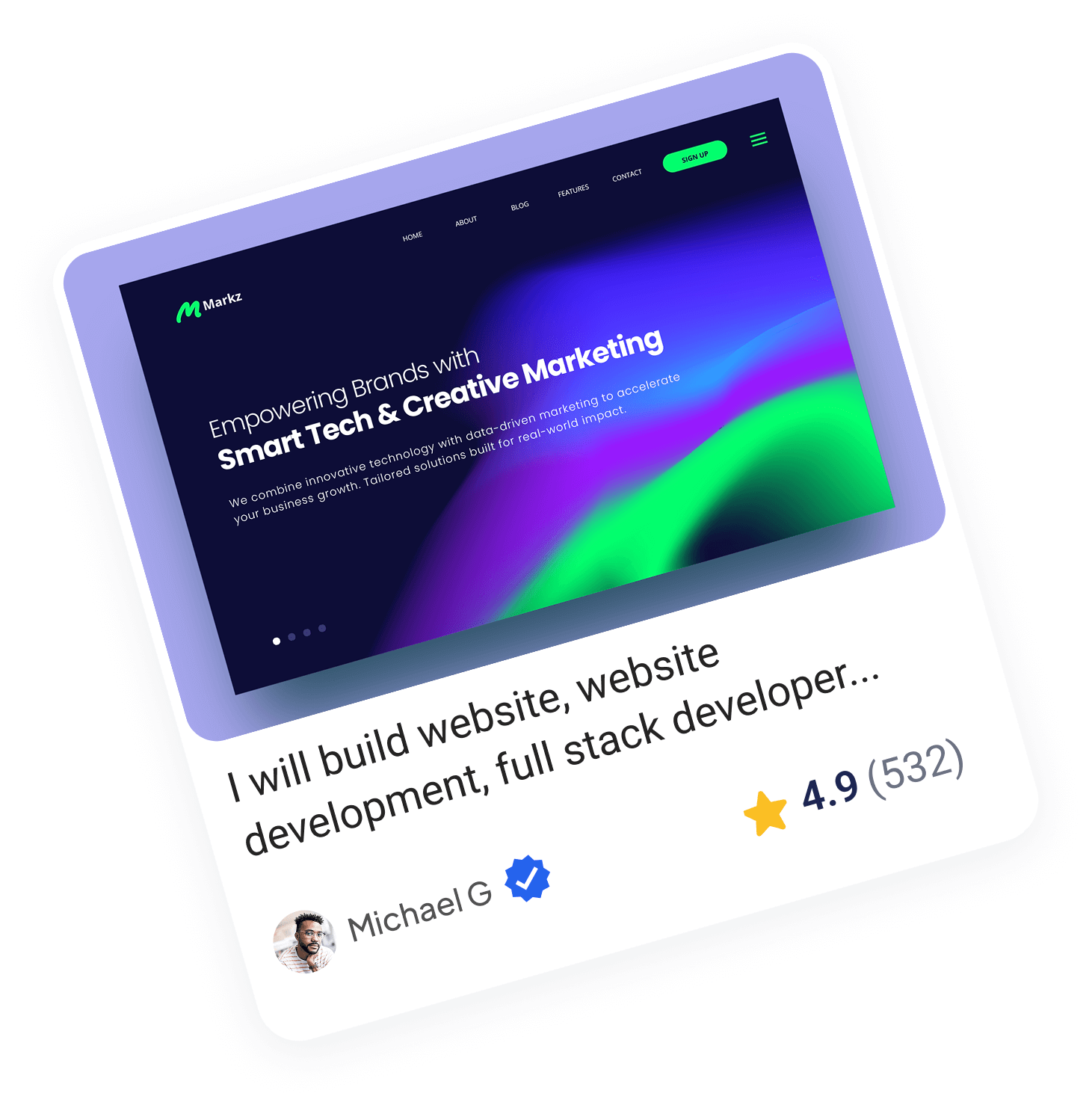 Service offer card with rating and reviews