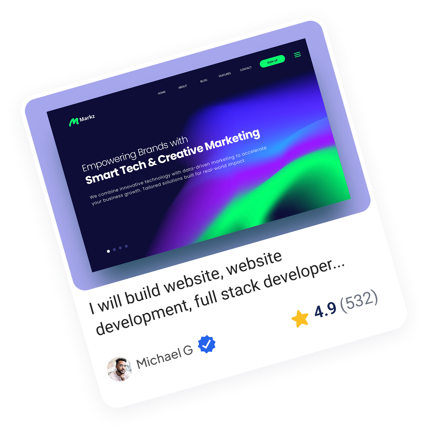 Service offer card with rating and reviews