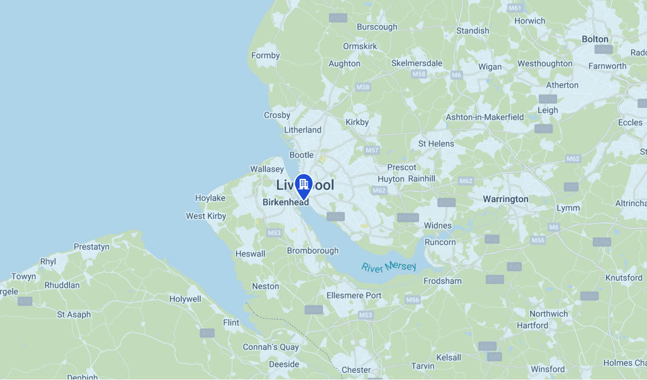 Map showing the location of Osdire HQ in Liverpool